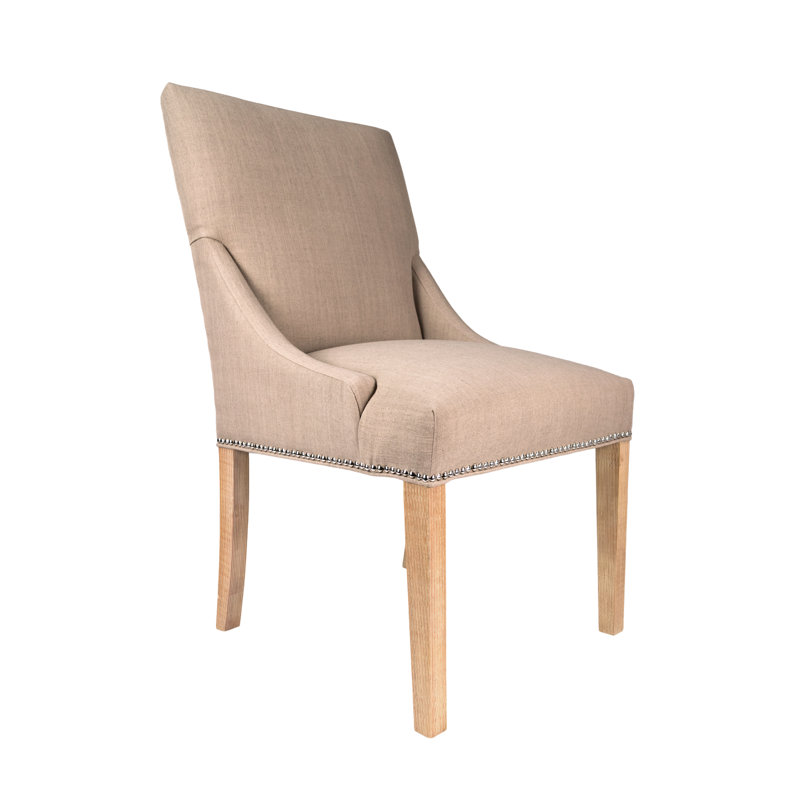 Chaise parsons rembourrée Anaisia, Blanc, Galet