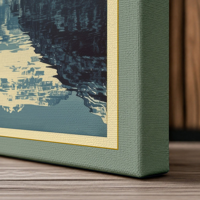 Mountain Lake Reflection Scandinavian - Wrapped Canvas, Sage Border, 30x20 - 76.2 x 50.8 cm