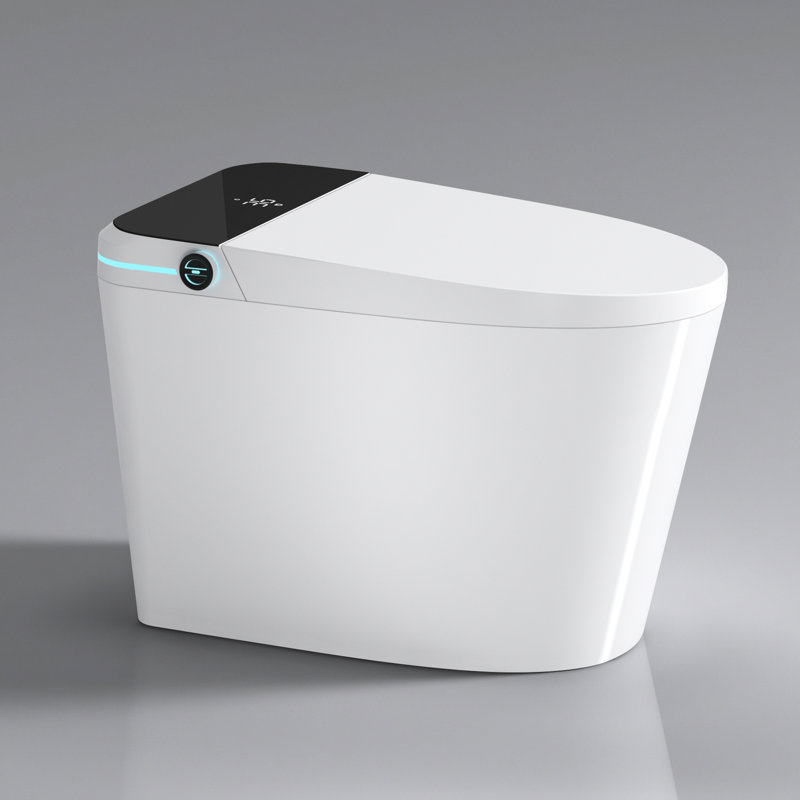 Intelligent Bidet Toilet - Auto Open/Close Seat, Foot Sensor, Rear Washing Mode, White Modern With Seat Open/Close, Temperature Adjustability,