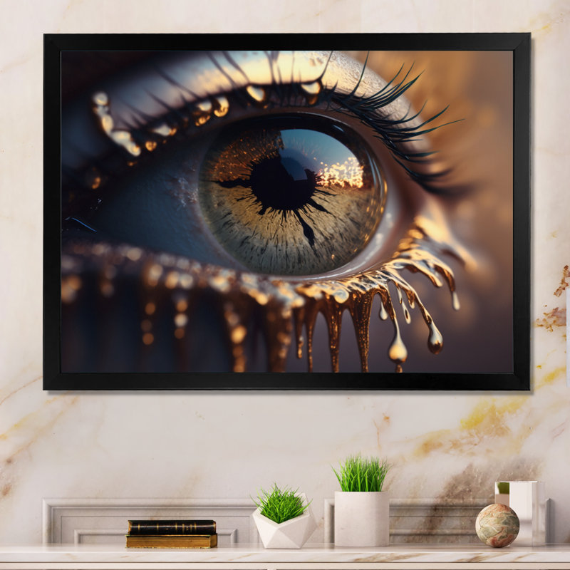 Œil coloré IV - reproduction sur toile, Impression noire sur toile encadrée, L 20 po x H 12 po