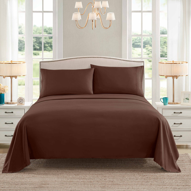 Luxurious Classic Soft Solid 1800 Series Microfiber Sheet Set, Various Colors and Sizes, Queen, Chocolate Brown