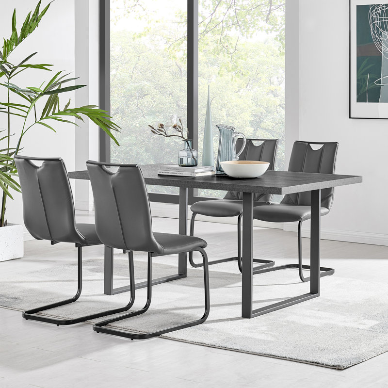 Anyssa Double Pedestal Dining Set, Dark Rhine, Black Matte, 5 Pieces