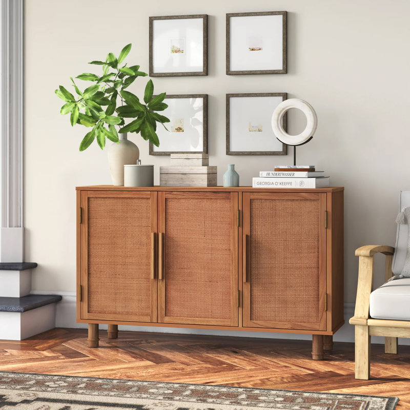 Delancey Light Blond 3-Door Adjustable Rattan Sideboard