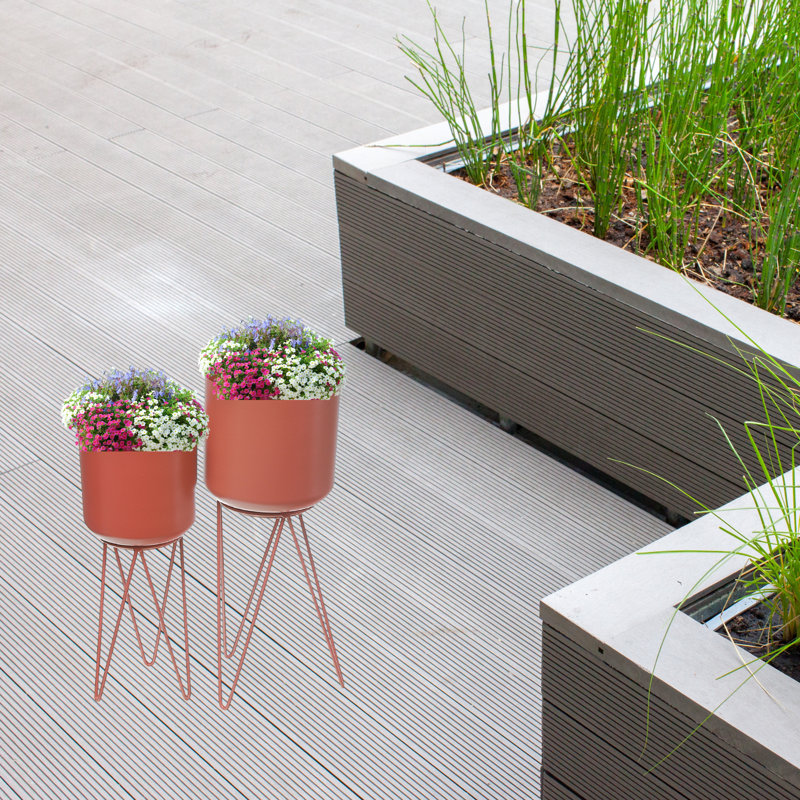 Jardinières avec trépied, blanc, ensemble de 2, rouille