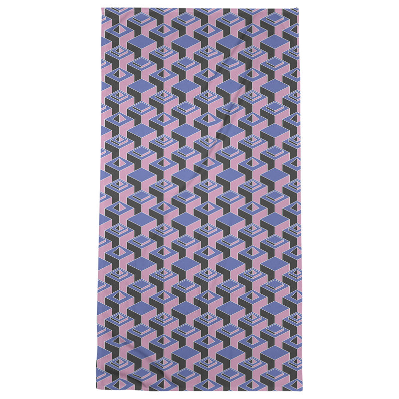 Serviette de bain à motif de gratte-ciels classiques, Bleu/rose