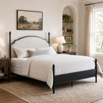 Fawnda Metal Four Poster Bed with Upholstered Headboard