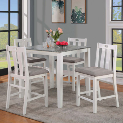 Flenor 36" Height Two-Tone Design Wood 5-Piece Counter Height Dining Table Set by Lark Manor