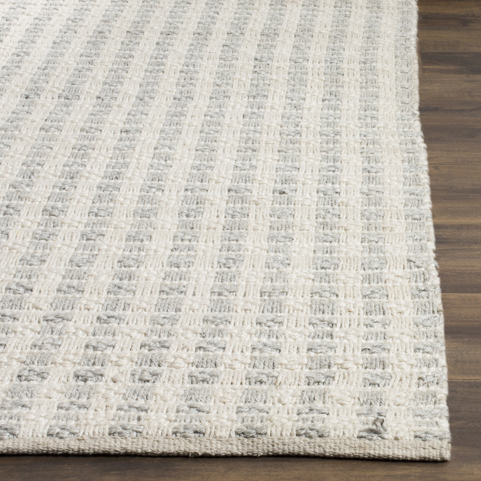 Russo Hand-Woven Striped Silk Rug, Square 6'