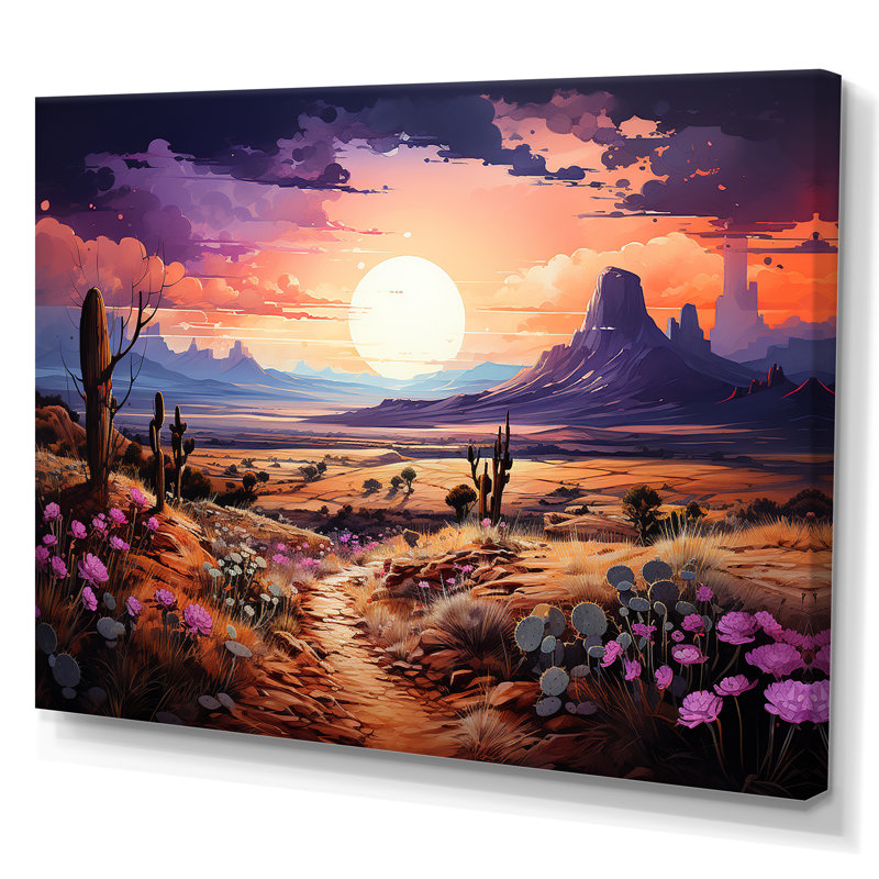 " Violet Vista Cactus " Print, Wrapped Canvas, 16" H x 32" W x 1" D