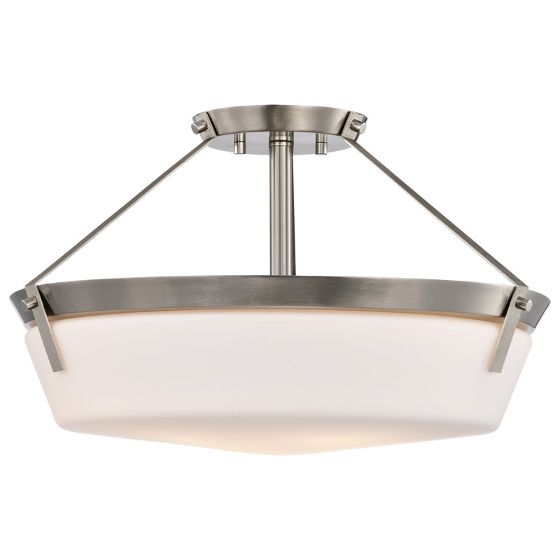 Plafonnier semi-encastré en verre Ruri, Nickel brossé