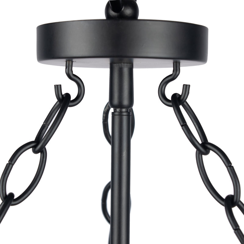 3 - Light Drum Solid Wood Caged Chandelier with Metal Accents
