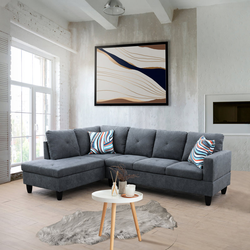 Alsa 2 - Piece Upholstered Sectional, Gray, Left Hand Facing