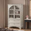 Armoire de rangement vitrée avec 2 tiroirs et tablettes réglables-1267876180