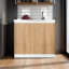 Armoire de rangement en chêne blanc et naturel avec 2 portes et 3 tablettes