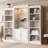 3-Pieces Bookcase Display Cabinet With 5 Colors Adjustable LED Ceiling Light, Retro Style Bookshelves With Tempered Glass Shelves For Living Room,Office,Studio Or Workspace