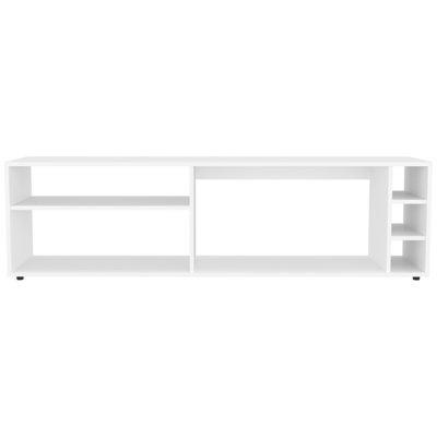 63" Tv Stand With 3 Open Shelves, Bottle , White For 65" Curved In Entertainment Area