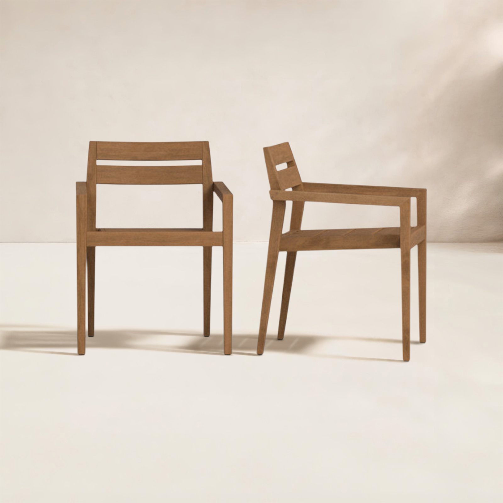 Kinsler Eucalyptus Outdoor Stackable Dining Armchair, Brown