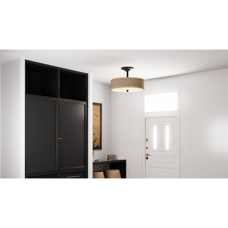 3 - Light 17" Unique/Statement Drum Semi Flush Mount