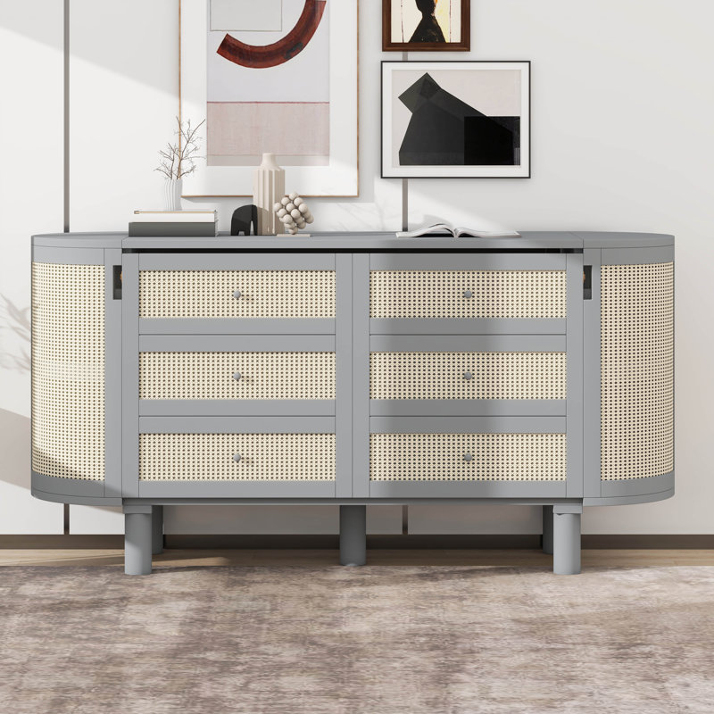 Plateforme moderne pliable avec motif tissé, Gris, Double