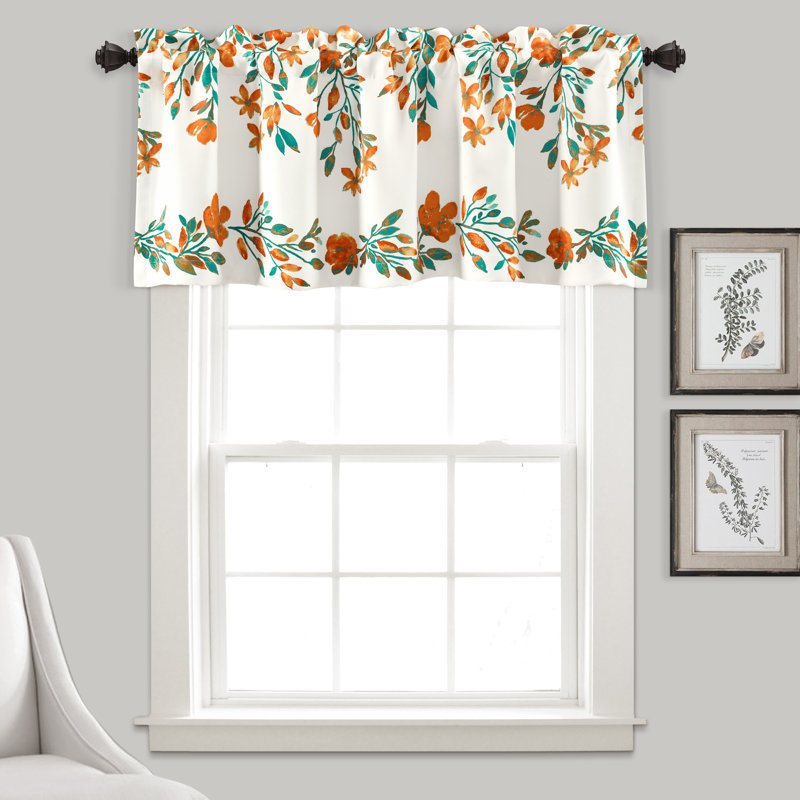 Lush Decor Tanisha Floral Single Window Valance, Tangerine/Turquoise
