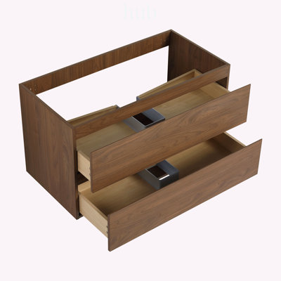 Meuble-lavabo mural 36 po avec tiroir à fermeture en douceur et rangement spacieux pour salle de bain moderne