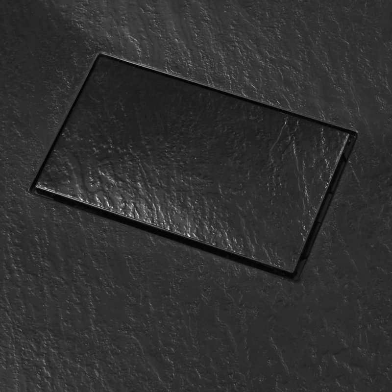 VidaXL Shower Base Pan with Centre Drain Shower Tray Bath Pan SMC Rectangular, Black