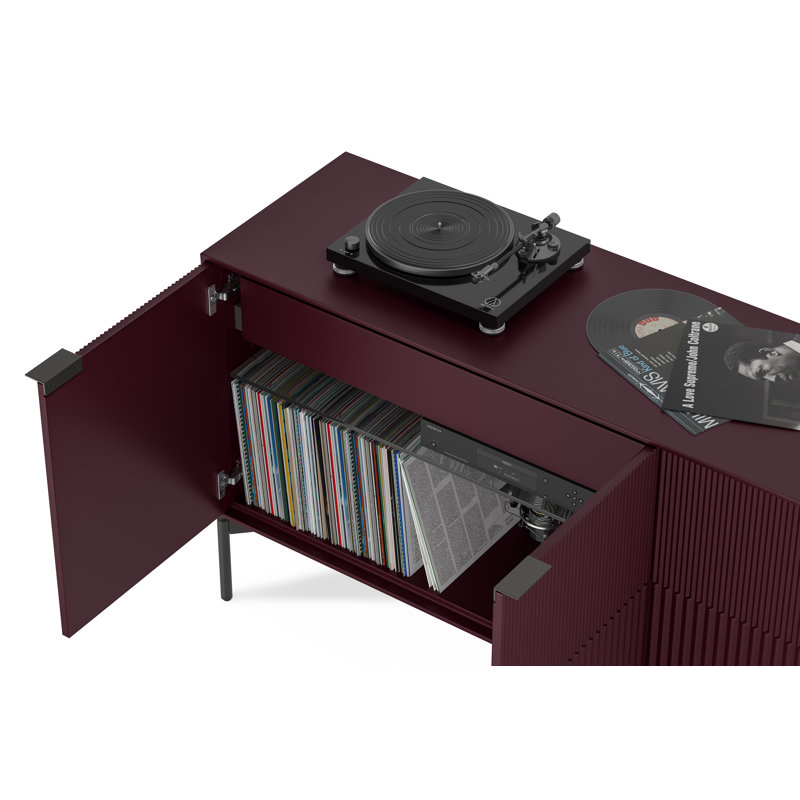Zig 79.5'' W Credenza, Merlot/Brushed Carbon
