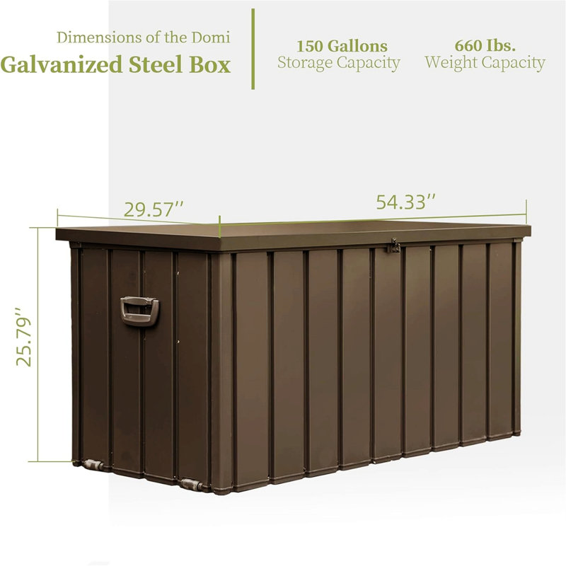 Creationstry 54.33'' W Steel Lockable Deck Box in Brown, 150