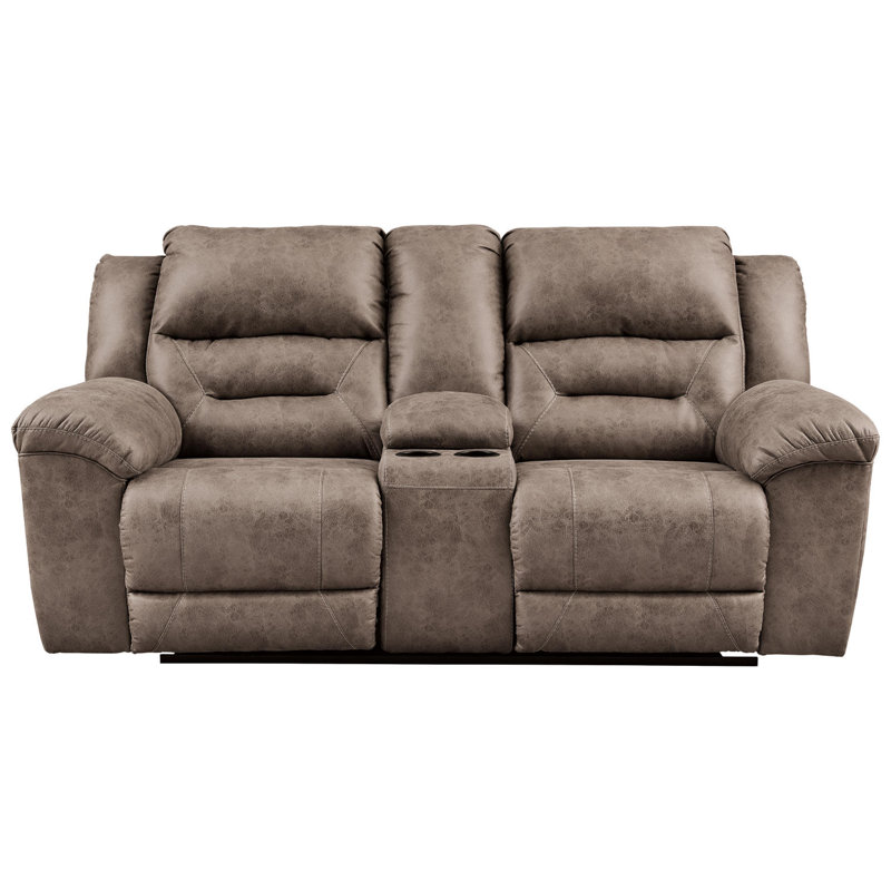 Jaydene 82'' Faux Leather Reclining Loveseat, Fossil Polyester Blend