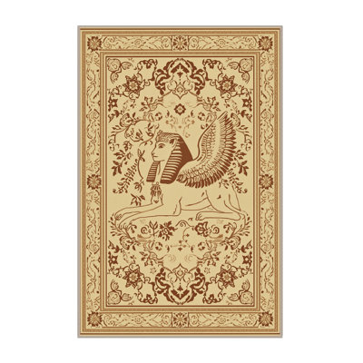 Soft Plush Southville Sphinx Classic Oriental Area Rug in Brown – Beige Binding