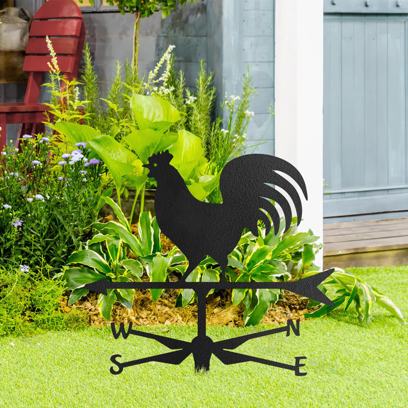 Coq de girouette en métal coq décoratif pour jardin, H 13,16 po x l 14 po x P 0,05 po, Noir