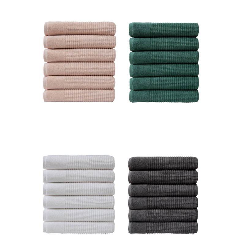 Earline 6 Piece Turkish Cotton Washcloth Towel Set, Pink