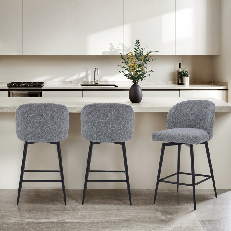 Tabouret de bar et de bar Benedit, Gris, Tabouret de comptoir (siège d'une hauteur de 27 p, 3