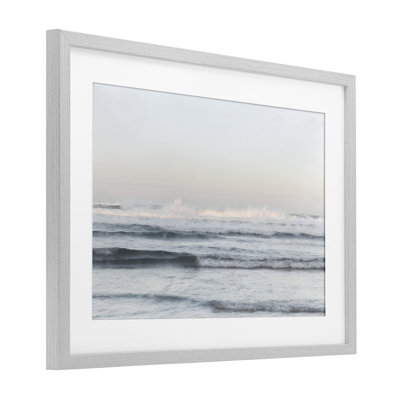 Serene Ocean Waves Calmness Framed Print Under Glass, design by Melissa McClain