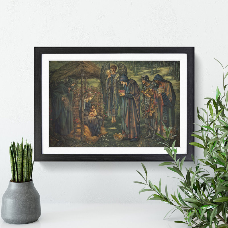 The Star of Bethlehem by Edward Burne-Jones - Picture Frame Painting on MDF, 48cm H x 65cm W x 2cm D, Black Framed
