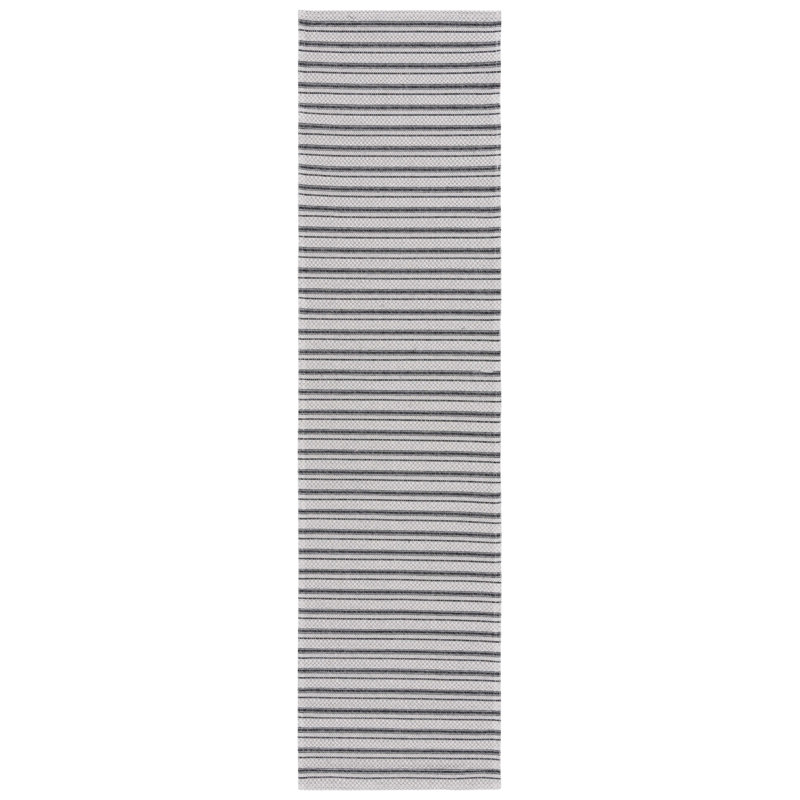 Martha Stewart Cotton Striped Rug in Charcoal/Gray, Runner 2' x 8'