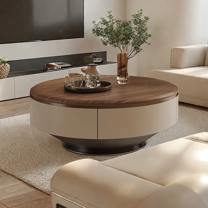 Table basse simple et moderne en noyer, H 13,8 po x L 35,4 po x l 35,4 po
