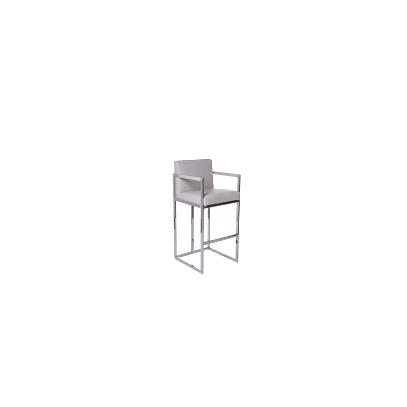 Tabouret de comptoir 26,5 po Karas, Blanc, Chrome