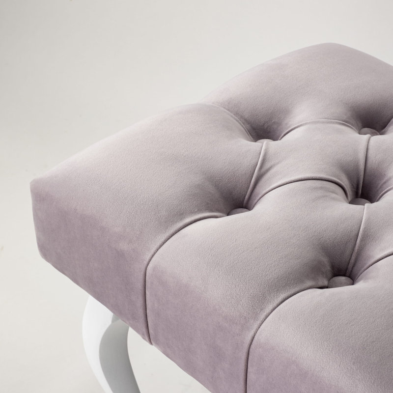 Upholstered Bench, H40 x W45 x D35cm, Lilac/White, White