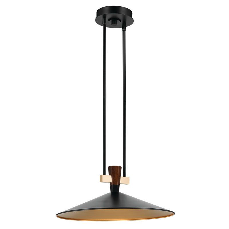 Tenon 20" 1-Light LED Pendant in Black, 8.5" H x 8.5" W x 8.5" D, Black, None