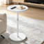Table d'appoint ronde à hauteur réglable, table Martini à piédestal moderne avec base lestée, support à cocktail compact pour le salon, la chambre à coucher, la salle de bain, la chambre de bébé et le bureau, blanc