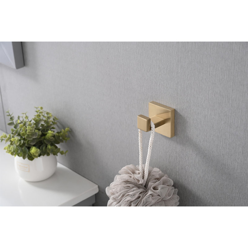 6 Pack Wall-Mounted Stainless Steel Bathroom Towel Hooks/Coat Hooks For Bathroom, Bedroom, Kitchen, Brushed Gold