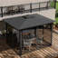 Pavillon de jardin 10 pi x 12 pi avec filet, auvent à double toit pour la cour, terrasse, patio, pelouse, jardin, structure en métal ferme, gris foncé 2
