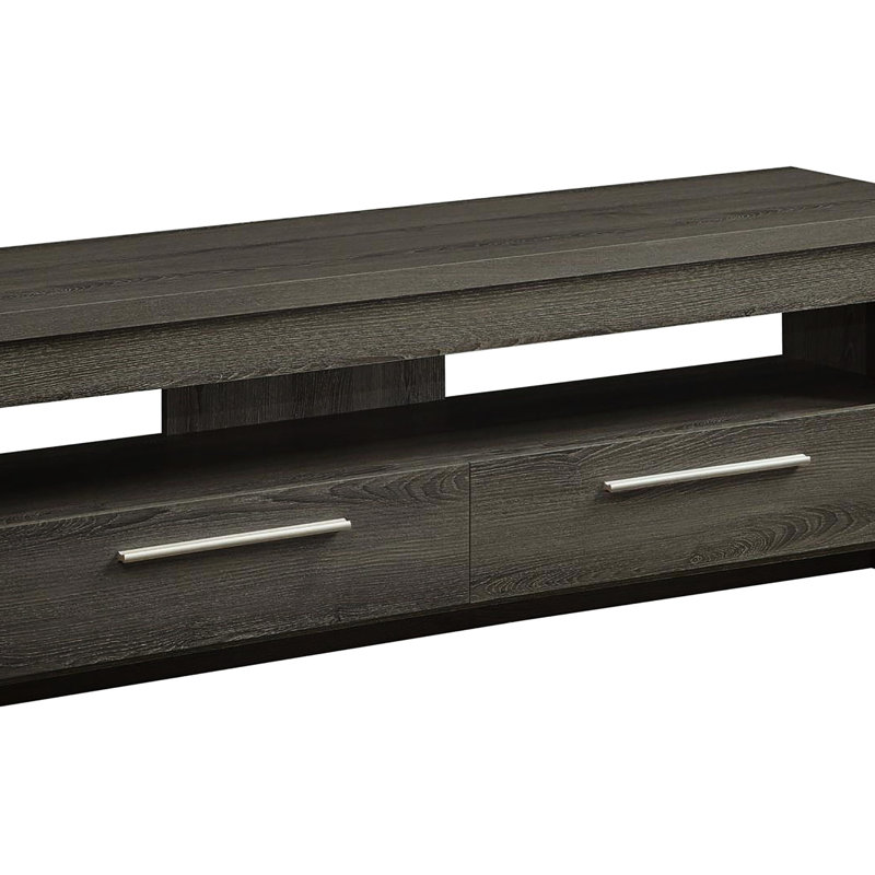 Étagère télé gris vieilli de 2 59 pouces pour le divertissement - Convient aux téléviseurs de 64 pouces, console de style transitionnel avec un espace généreux pour les téléviseurs de 60 pouces