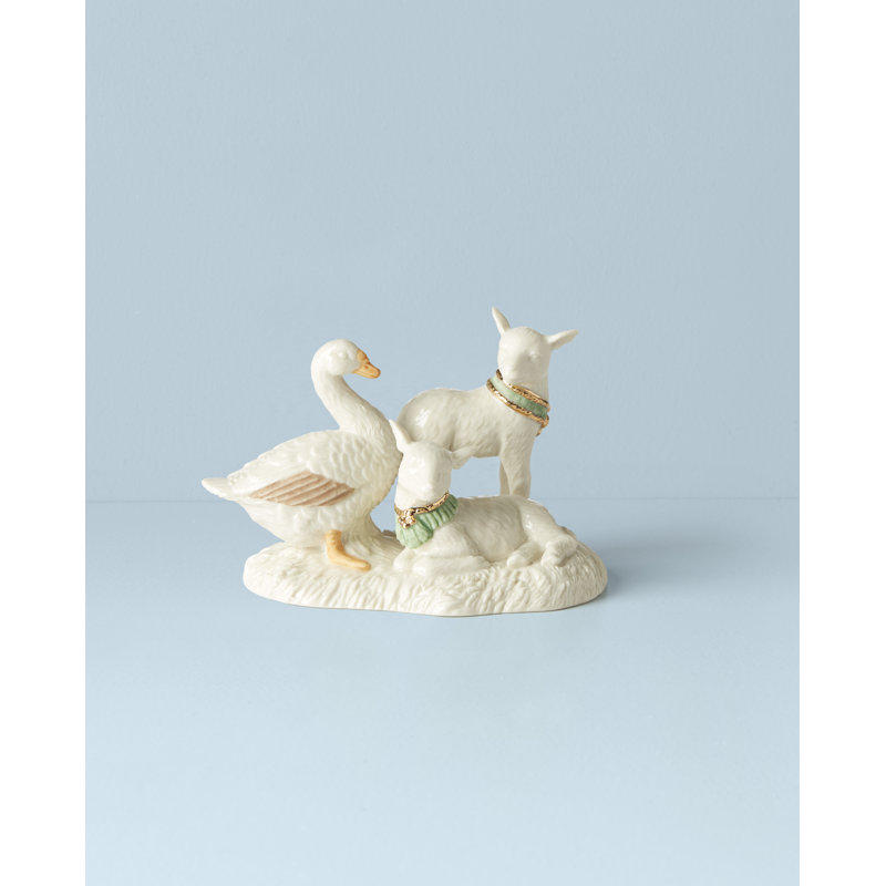 Figurine First Blessing Lambs & Goose
