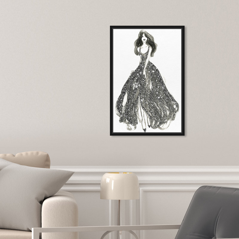" Elegant Dress Flow II ", Black Framed Canvas, 15" H x 10" W