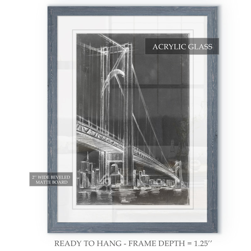 « suspension bridge blueprint i » par paul cezanne-image-cadre de dessin, H 16 po x l 22 po x P 1 po