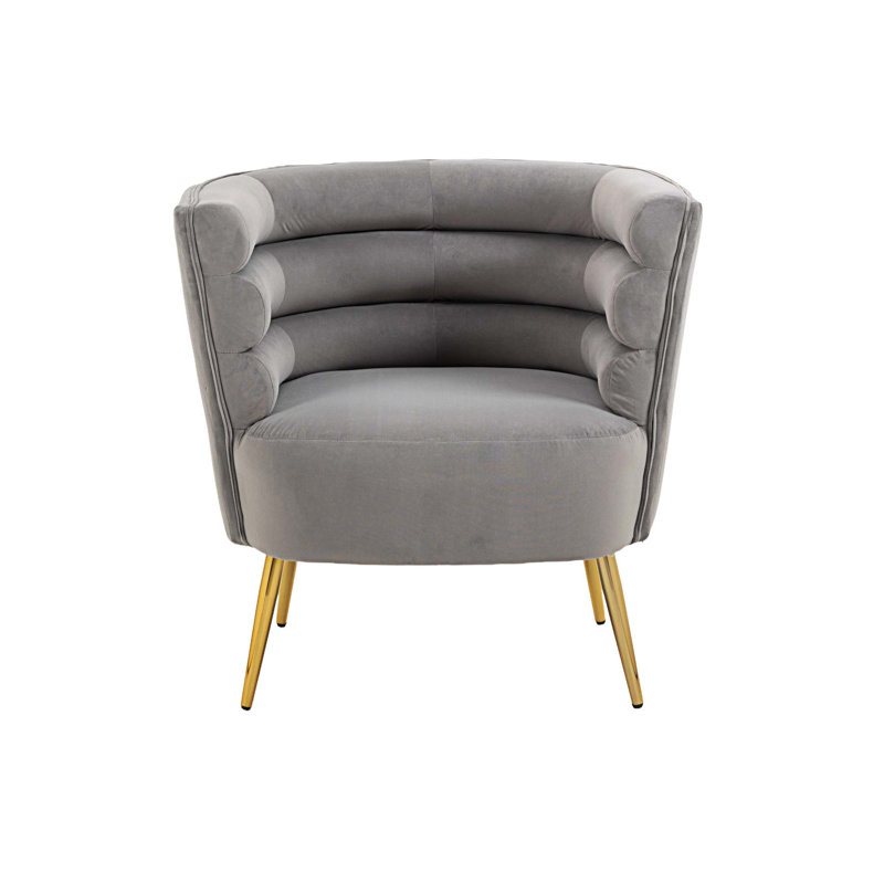 Fauteuil d'appoint rembourré classique en velours 0454F01C375B413CAA79F07379C234F7, Velours gris