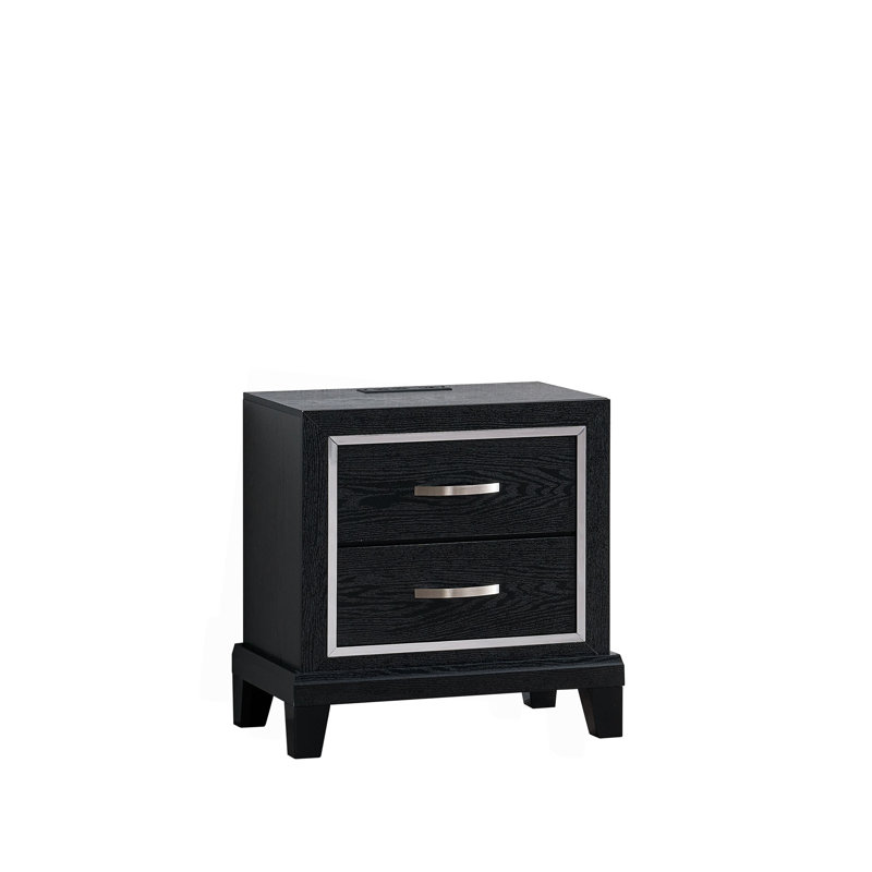 Table de chevet 2 tiroirs Livingston avec prises CA / USB