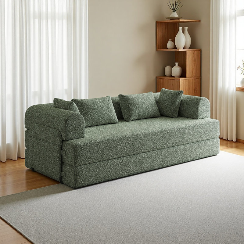 Canapé-lit convertible de 78,7 pouces avec coussin cylindrique, canapé-lit pliant en chenille avec, canapé-lit pliant avec poche latérale, canapé-lit pour salon